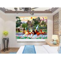 Rèm Cuốn 8 Chú Ngựa Phi Hăng Say Nước Đại Tiến Về Đích Treo Phòng Khách Nhiều Mẫu Nhiều Kích Thước Giá Tốt