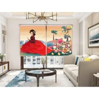 Rèm Cuốn In Tranh 3D Kimono Nhật Bản Không Khoan Làm Kích Thước Theo Yêu Cầu