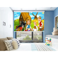 Rèm Cuốn Tranh 3 Chú Heo Con Và Chó Sói Trang Trí Lớp Học Trường Học Bền Đẹp Giá Rẻ