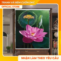 Rèm Cuốn, Tranh Cho Phòng Thờ, Tủ Thờ Chung Cư, Mẫu Tranh Hoa Sen In 3D Trên Rèm, Có Mọi Kích Thước