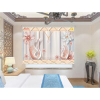 Rèm Cuốn Tranh Đôi Thiên Nga Hồng Ân Ái Mặn Nồng Trằng Trí Phòng Sang Trọng Siêu Đẹp -Lux Homee