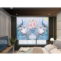 Rèm Cuốn Tranh Nghệ Thuật 3D Bách Điểu Triều Phụng Vải Poliester Cao Cấp Cản Sáng Cản Nhiệt Siêu Hiệu Quả
