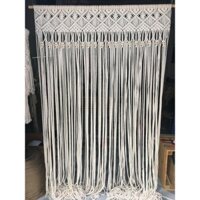 Rèm lối đi macrame, trang trí tường vuông vức ngang 1m2 x cao 1m7 gồm thanh gỗ tròn | Macrame wall hanging