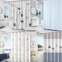 Rèm Nhà Tắm Chống Nước Không Khoan Tường, Full Bộ Rèm Ngăn Phòng Tắm Và Bồn Cầu Và Thanh Treo Tree Home - RNT01