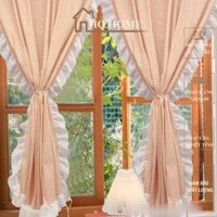 Rèm phòng ngủ caro nhiều màu viền ren bèo phong cách dễ thương | HQ HOME