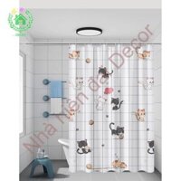 Rèm phòng tắm chống nước chống ẩm- Peva Mèo sọc