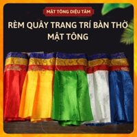 Rèm quây bàn thờ, chân tường phòng thờ trang trí màu sắc mật tông