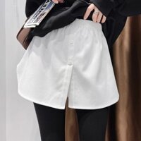 Rèm rắm nhỏ mặc trong mùa thu và mùa đông, mặc nhiều lớp để che mông với áo len, đồ tạo tác đáy, viền giả màu trơn, váy ngắn màu trắng 1P46