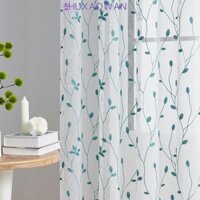 Rèm Sheer họa tiết lá ZHIXAOWAN, Rèm cửa sổ phong cách mục vụ gạc, Nhiều kích cỡ thêu lãng mạn Rèm vải tuyn thanh lịch Phòng khách
