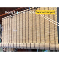 Rèm tre trúc xen tăm chỉ nâu có sẵn Dây Kéo Ròng Rọc Thủ Công. Mành rèm tre trúc Giá Rẻ.