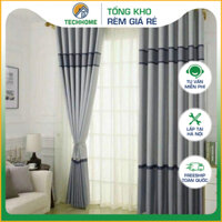 Rèm vải gấm xám kẻ xám đậm ,trang trí cửa sổ và cửa chính rất sang chảnh