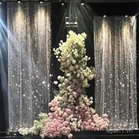 Rèm vải sequin bạc cho đám cưới, trang trí sinh nhật, nền chào mừng, khăn trải bàn, vải trần laser sequin