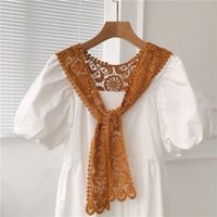 Ren Mỏng Dệt Kim Móc Khăn Choàng Nhỏ Rỗng Bên Ngoài Influencer Cổ Giả Mùa Xuân Mùa Hè Nhỏ Áo Eo Chống Nắng Yếm Nữ#薄款蕾丝针织钩花小披肩镂空外搭网红假领子春夏小坎肩防晒围脖女