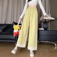 Ren Nối Quần Ống Rộng Nữ Giảm Béo Mới Cao Cấp Ống Thẳng Rời Người Nhỏ Chín Điểm Thường Ngày