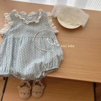 Ren retro túi hoa đánh rắm bé gái công chúa ngọt ngào Hà áo vest mỏng không tay onesie