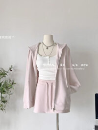 Ren Trắng Camisole Nữ Mùa Xuân Phong Cách Mới Đi Lại Đơn Giản Phù Hợp Với Áo Khoác Có Mũ Trùm Đầu Váy Ba Mảnh Phù Hợp Với