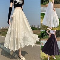 Ren Tulle Midi Váy Cho Người Phụ Nữ Cao Cấp Chữ A Váy Maxi Mùa Hè Boho Bướm Hoa Váy Dài Trắng Màu Be Đen
