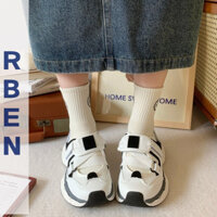RENBEN Giày nữ mới xuân hè đa năng đế dày rỗng thoáng khí Velcro giày trắng thông thường