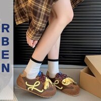 RENBEN Giày tập luyện kiểu Retro Đức mới dành cho nữ buộc dây đôi phong cách thể thao thông thường Cortez