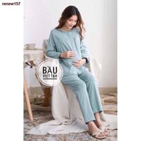 ❍✣✚renew157Bộ đồ bầu sau sinh mặc nhà Hàn Quốc, chất cotton, thoáng mát, tiện cho mẹ ty, size to