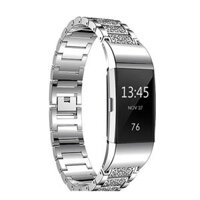 Replacement Diamond Stainless Steel Replace Watch Strap Band For Fitbit Charge 2