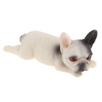 Resin White Sitting French Bulldog Figurine Animal Model Decor Collectibles - Black White Forward Lunging