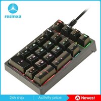 [Resinxa] Bàn phím số cơ Mini K21 nhỏ gọn, 21 phím, phích cắm và chuyển đổi USB RGB có dây cho máy tính xách tay nhà thiết kế PS