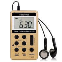 Retekes V-112 FM Radio Portable Mini Radio FM AM 2 Band Stereo Radio Digital Tuning Handheld Digital Pocket Radio