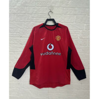 Retro 0203 Áo sơ mi dài tay sân nhà Manchester United Áo bóng đá tay chất lượng cao phiên bản Thái Lan Bộ đồ tập luyện Retro Áo bóng đá đen S-XXL