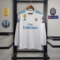 Retro 2017-2018 Áo thi đấu sân nhà Real Madrid dài tay / 17-18 Ronaldo / Bale /
