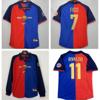 Retro Barca 1899-1999 Barca Vintage Jersey Retro Barcelona Jersey Kỷ Niệm 100 Năm Áo Bóng Đá Jersey