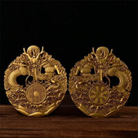 Retro Bột Giấy Cổ Rỗng Đồng Mạ Vàng Rồng Cung Hoàng Đạo Rồng Mặt Dây Chuyền Xe Treo Thẻ May Mắn Trang Trí Danh Sách