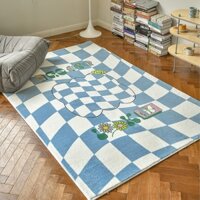 Retro Checkerboard Thảm Phòng Ngủ Full Room Bé Trai Bé Gái Chống Trơn Trượt Chống Nước Thảm Trải Sàn Phòng Khách ins Đầu Giường Thảm