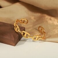 Retro Chữ Lợn Mũi Mở Vòng Tay Nữ Mạ Vàng 18k Vòng Tay Thép Titan Vòng Tay Bán Buôn