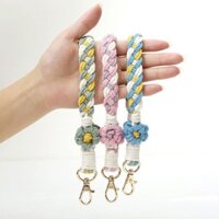 Retro Dây Đeo Tay Dễ Thương Móc Khóa Handmade Đeo Tay Đeo Ngang Dệt ins Xuyên Biên Giới Handmade Vòng Chìa Khóa Miễn Phí Miếng Dán