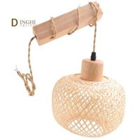 Retro Đèn Tường Dệt Mây Gỗ Sconces Phòng Khách Đầu Giường Đèn Vintage Trang Trí Phòng Ngủ Chiếu Sáng