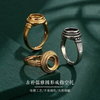 Retro Đơn Giản Đau Khổ Nhẫn Trống Giá Đỡ Nữ Hợp Thời Trang Thiết Kế Độc Đáo Mở Sáp Ong Hổ Phách Nhẫn Ngọc101202Zz