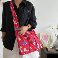 Retro Elegant Red and Blue Together Shoulder Bag Messenger Bag Ins Lazy All-Match eQ8b