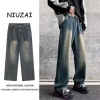 Retro Giặt Quần Jean Quá Khổ Cho Nam Thẳng Và Rời Phù Hợp Với Hợp Thời Trang Xuân Thu Mới Quần Ống Rộng Phong Cách Mỹ Quần Áo