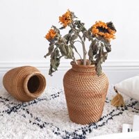 Retro Handmade Dệt Bình Giả Mây Hoa Chậu Hoa Vườn Cây Sắp Xếp Cây Nghệ Thuật Nhà Văn Phòng Bàn Trang Trí