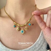 Retro Hoa Hướng Dương Mặt Dây Chuyền Vòng Cổ Nữ Niche Thiết Kế Cao Cấp Xương Đòn Dây Chuyền 2024 Phong Cách Mới Vòng Cổ Trang Sức