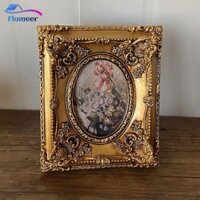 Retro Khung Ảnh Dập Nổi Treo Tường Trang Trí Nhựa Khung Hình Hiển Thị Giá Đỡ Cho Gia Đình Trang Trí Đám Cưới Quà Tặng