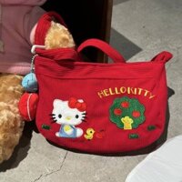 Retro Kitty Cute Cartoon Corduroy Adjustable Crossbody Shoulder Bag 2yTj