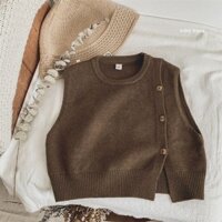Retro Mori Phong Cách Áo Len Vest Nam Nữ Thời Trang Cho Bé Áo Chui Đầu Không Tay Áo Len