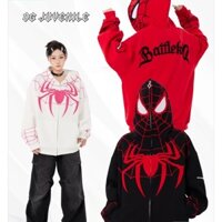 Retro Nhện Thêu Áo Cho Nữ Chất Lượng Cao Người Nhện Áo Khoác Zip Up Thường Ngày Rời Cặp Đôi Áo Khoác Dây Kéo