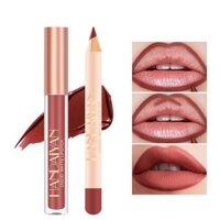 Retro Niche Rose Pink Lip Glaze Lip Liner Lipstick Set Lâu Dài Chống Dính Cup Matte Fine Nhấp Nháy Son Bóng