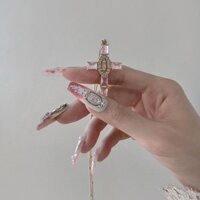 Retro Palace Golden Cross Crystal Clavicle Chain Vòng cổ phù hợp tinh tế