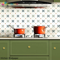 Retro Phong Cách Mục Vụ Nhà Bếp Chống Thấm Nước Và Chống Dầu Giấy Dán Tường Bếp Chống Nhiệt Độ Cao Dán