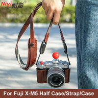 Retro PU Camera Nửa Dành Cho Fujifilm X-M5 Da Bảo Vệ Camera Vỏ Đế Túi Dành Cho Fuji XM5