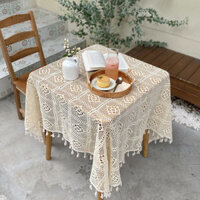 Retro Rỗng Ren Khăn Trải Bàn Bao Vải ins Phong Cách Hình Chữ Nhật Mục Vụ Khăn Trải Bàn Bàn Tròn Khăn Trải Bàn Cotton Móc20250303